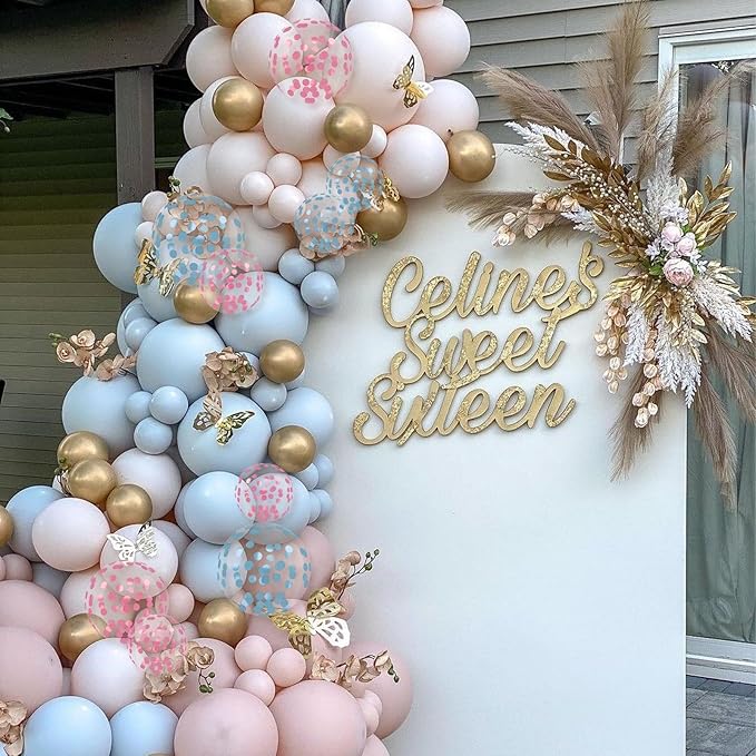Gender Reveal Balloons,12 Inches Pink And Blue Confetti Balloons for Baby Gender Reveal Party Decorations Birthday Wedding Anniversary Engagement Bridal Baby Shower Supplies