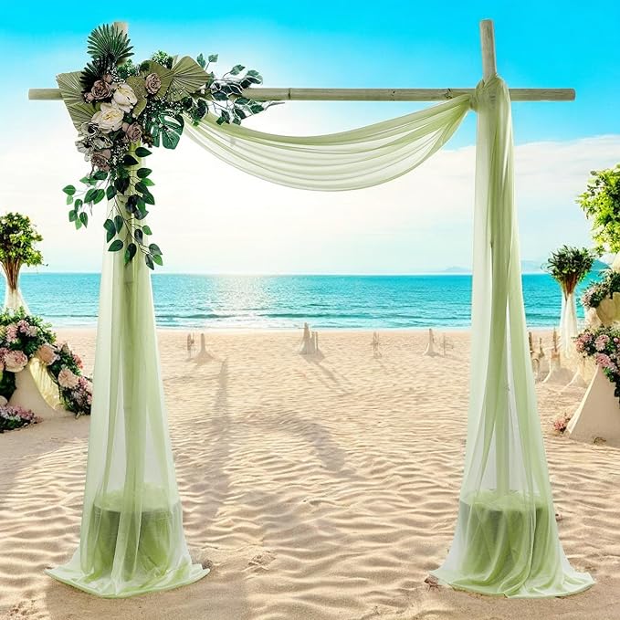 MDS Halloween Chiffon Draping Fabric - 1 Panel, 30" Wide x 40ft Long - Sheer Spooky Arbor & Canopy Drapery for Haunted House Backdrops, Party Ceilings, DIY Costumes & Themed Events - Sage Green