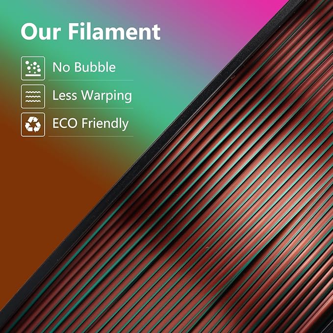 Kingroon Silk PLA Triple Color,3D Printer Filament,Pla Filament 1.75mm,Multicolor Filament 1KG,Dimensional Accuracy +/- 0.03mm,for Most FDM 3D Printer,Green Purple Copper