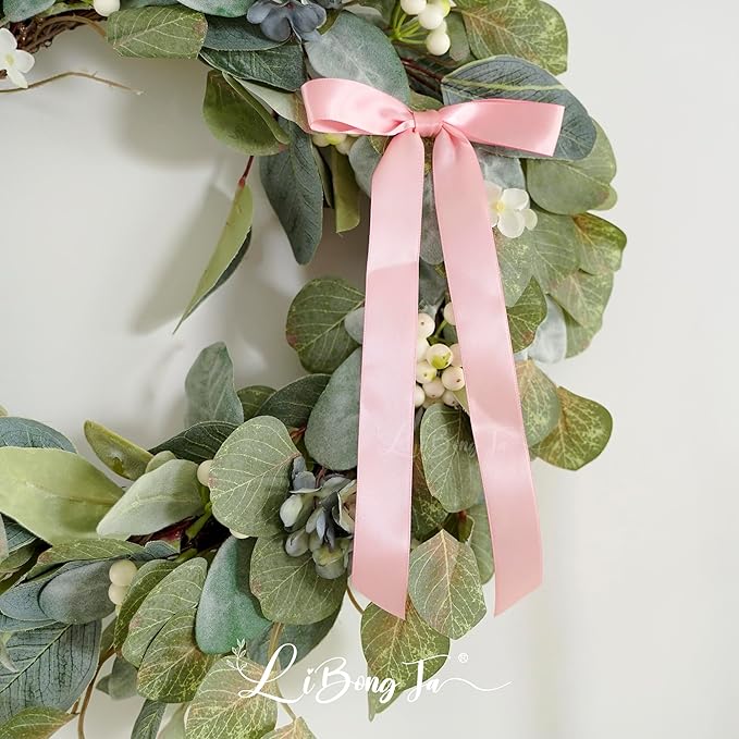 50 PCs Pink Bow Decor 5.5'' Satin Bows with Long Tail, Twist Tie Bows for Craft, Packaging Ribbon Bows, Premade Bows for Cake Decorating, Gift Bows for Treat, Wedding Favor, Party