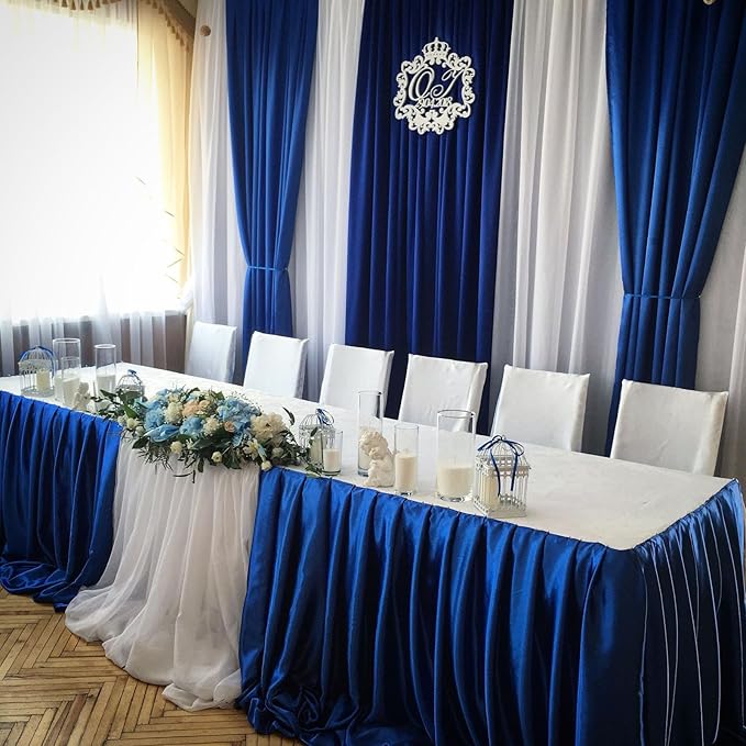 10 x 7 Feet Royal Blue Backdrop Curtain for Partie, Background Curtains for Photoshoot, Birthday, Wedding, Halloween, Thanksgiving, Christmas, New Year Party Decorations 5Ft x 7Ft, 2 Panels