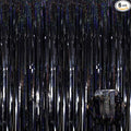 6 Pack Black Foil Fringe Curtain Backdrop, 3.28Ft x 8.2Ft Metallic Tinsel Foil Fringe Streamer Curtains for Photo Booth, Birthday, Wedding, New Year Party Decorations