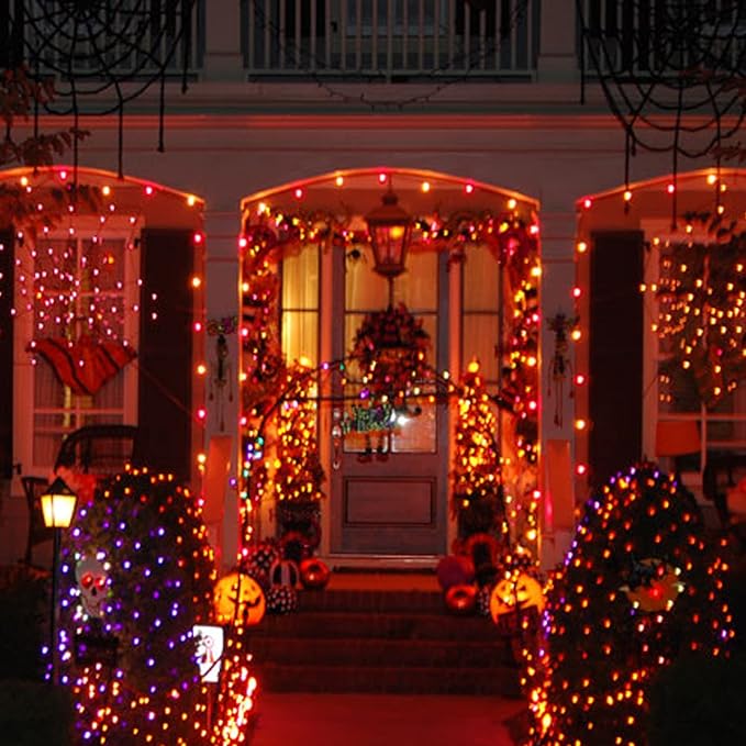 Dazzle Bright Halloween Fairy String Lights, Total 40FT 120LED Copper Wire Battery Operated Waterproof Lights, Halloween Decorations for Indoor Home Outdoor Garden Patio Yard Party Decor (Orange)