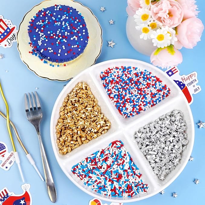 Dazzjoy Patriotic Sprinkles, 4th of July, Edible Patriotic Sprinkles for Cake Decorating, 150g/5.29oz, Cake Decoration & Cupcake Topper, Wedding Party Valentines Supplies