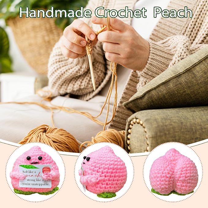 Emotional Support Crochet Peach,Lovely Gift for Friends,Mom,Dad,Grandpa,Grandma,Colleagues,Classmates,Graduation Gift,Emotional Support Crochet,Home Office Decoration