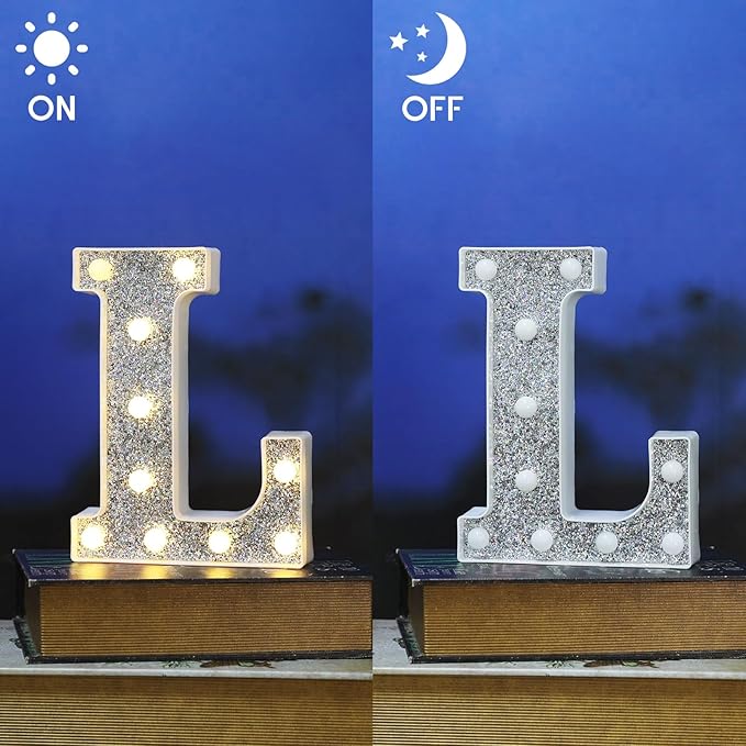 Glitter Light Up Signs for Events, Promotion or Engagement Decor - Alphabet & Number Lighted Letters