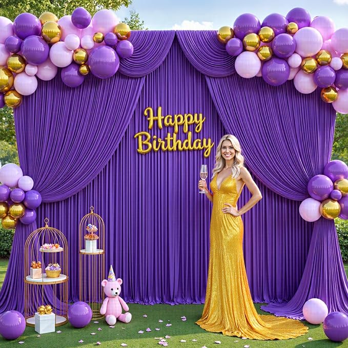 20ft x 12ft Purple Backdrop Curtains Wrinkle Free Backdrop Curtain for Wedding Parties Purple Fabric Backdrops Drapes Back Drop Cloth Bridal Shower Stage Curtains Wedding Decorations for Reception