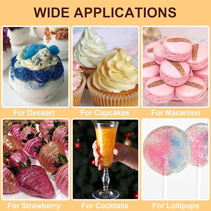 Silver Edible Glitter - 15g Food Grade Luster Dust Powder, Cake Decorating Sprinkle Glimmery Dust for Drinks, Wine, Fondant, Chocolate, Candy, Cookie, Vegan