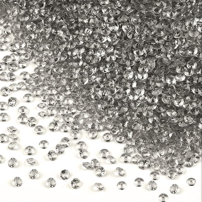 10000Pcs Crystal Acrylic Diamond Fake Gems Vase Filler, 4.5mm Faux Diamonds for Table Scatter Wedding Party, Bridal Shower, Birthday Decoration, Grey