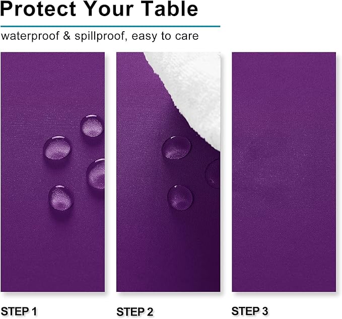 Hiasan Waterproof Tablecloth Rectangle - Washable Fabric Table Cloth for Dining Room Kitchen Birthday Party and Outdoor Use, Royal Purple, 70 x 108 Inch