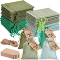 Woanger 100 Pcs Burlap Gift Bags with 100 Pcs Kraft Paper Gift Tags Drawstring Favor Bulk Burlap Sack Bags for DIY Wedding Party Craft(4 x 6 Inch,Mint, Grass, Army, Dark Green)