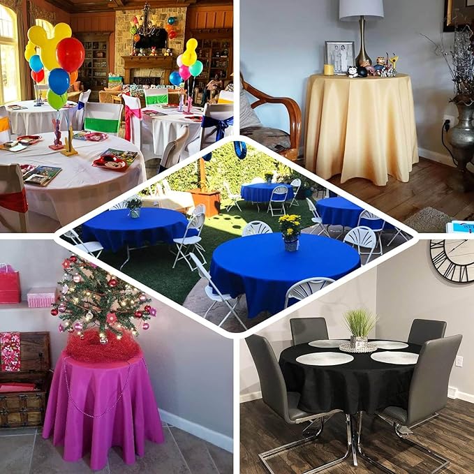 Efavormart Round Tablecloth, 70 Inch Stain & Wrinkle Resistant Washable Table Cloth, Decorative Polyester Fabric Table Cover for Banquet, Wedding, Dining- Champagne