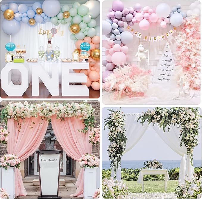 Fomcet 8FT x 8FT Backdrop Stand Heavy Duty with Base, White Portable Adjustable Pipe and Drape Backdrop Stand Kit, Square Metal Arch Party Frame for Wedding Birthday Parties Banquet Decorations