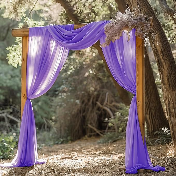 Wokceer Lavender Purple Wedding Arch Draping Fabric Backdrop 4 Panels 28.7" X 20FT Sheer Drapes Fabric for Wedding Arbor Ceremony Party
