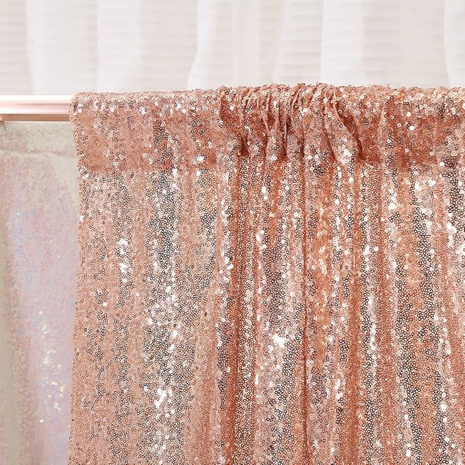 Poise3EHome 4FT x 7FT Rose Gold Sequin Backdrop Curtain Photography for Party Decoration