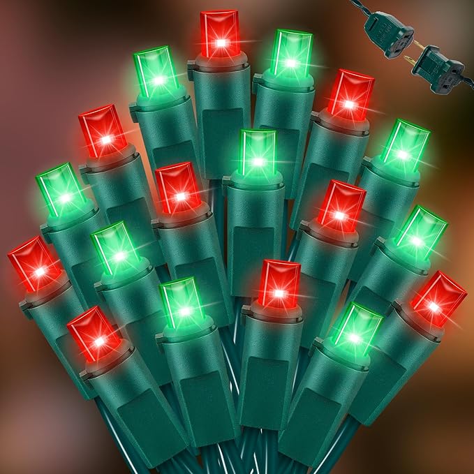 100 Count Red and Green - String Lights - 21.6FT LED Christmas Lights, Mini led Lights for Indoor Outdoor Home Holiday Party Wedding Independence Day Decoration