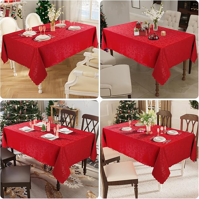 Smiry Rectangle Table Cloth, Waterproof Heavy Duty Vinyl Tablecloths, Wipeable Washable Table Cover for Kitchen and Dining Room (Red, 54" X 78")
