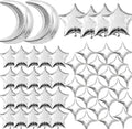 50pcs Silver Moon and Star Balloons,36"Moon Foil Balloons 18"10" Star Foil Balloons Four Pointed Star Balloon Mylar Balloon for Baby Shower Christmas Wedding Birthday Party