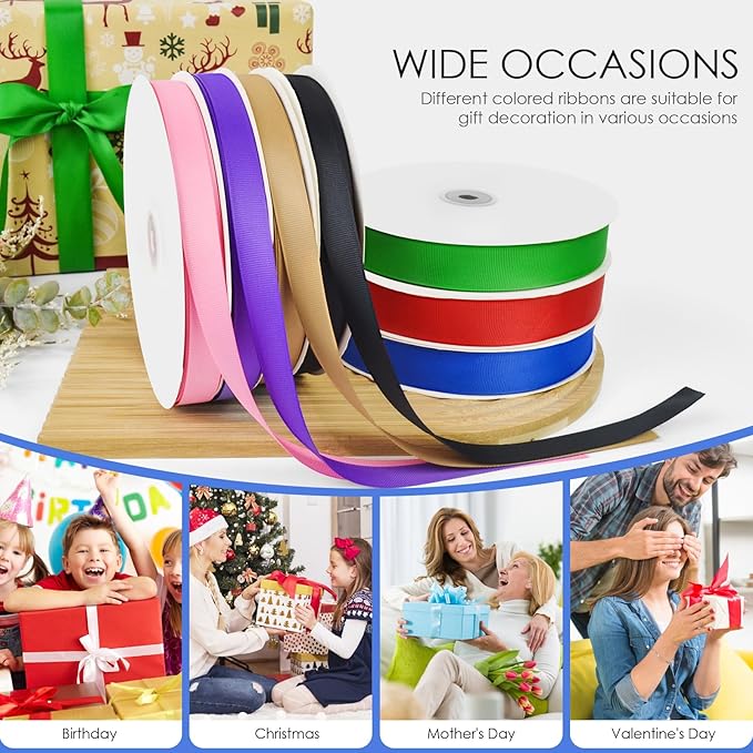 100 Yards 5/8 inch Grosgrain Ribbon, Solid Color Fabric Ribbon Perfect for Gift Wrapping, Wedding, Handmade Bows, Floral Bouquets and Party Decoration(Royal Blue)