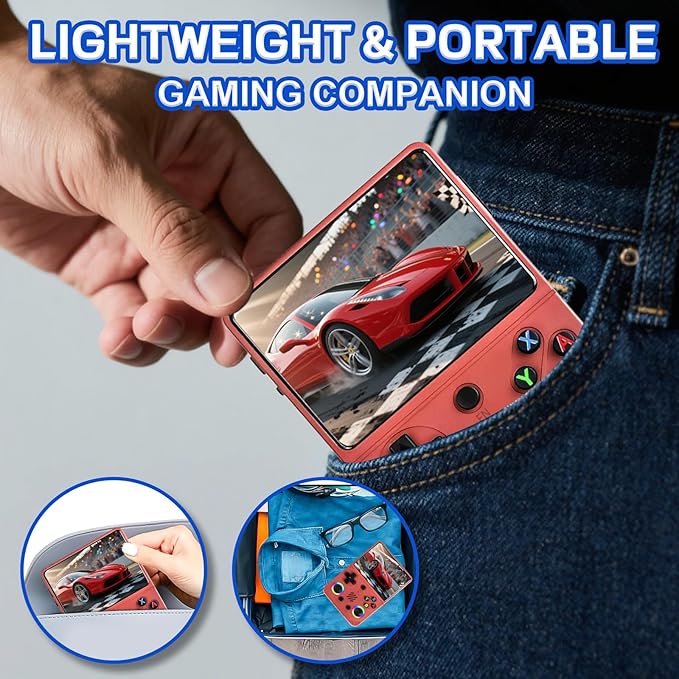 RG36 PRO Retro Handheld Game Console - Support 30000+ Classic Games,3.5-Inch Screen,3000mAh Battery,Linux OS, Portable Game Console for Travel - Birthday Gift for Teens,Boy Friends(Red)