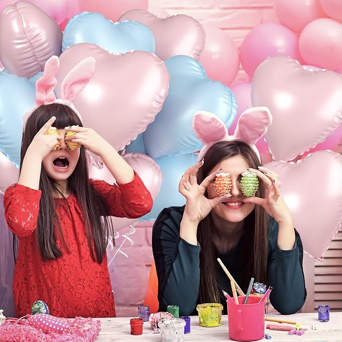 Pink Blue Heart Balloons, 18 Inch Pastel Blue Pink Foil Balloons, 18 Inch Light Pink and Blue Heart Shape Balloon for Girls Boys Birthday Baby Shower Gender Reveal Party Decorations