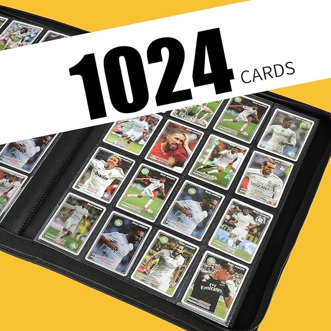 Premium Ringless Trading Card Binder - 1024 Capacity, 16 Side-Loading Pockets per Page, Archival Quality Protection & Anti-Slip Spine for TCG, MTG, Sports Cards (Purple)