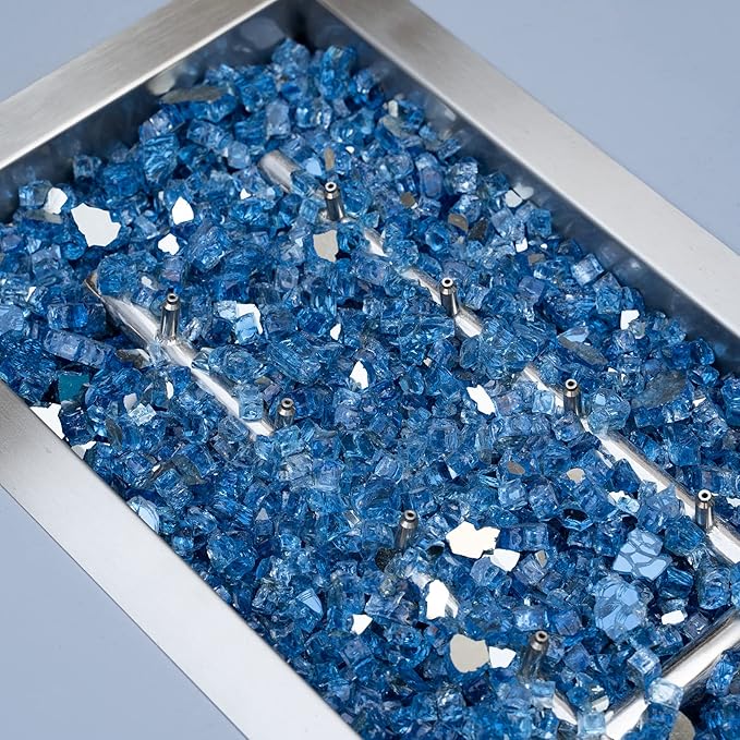 Stanbroil 10-Pound Fire Glass - 1/4 inch Reflective Tempered Fire Glass for Fireplace Fire Pit, Pacific Blue