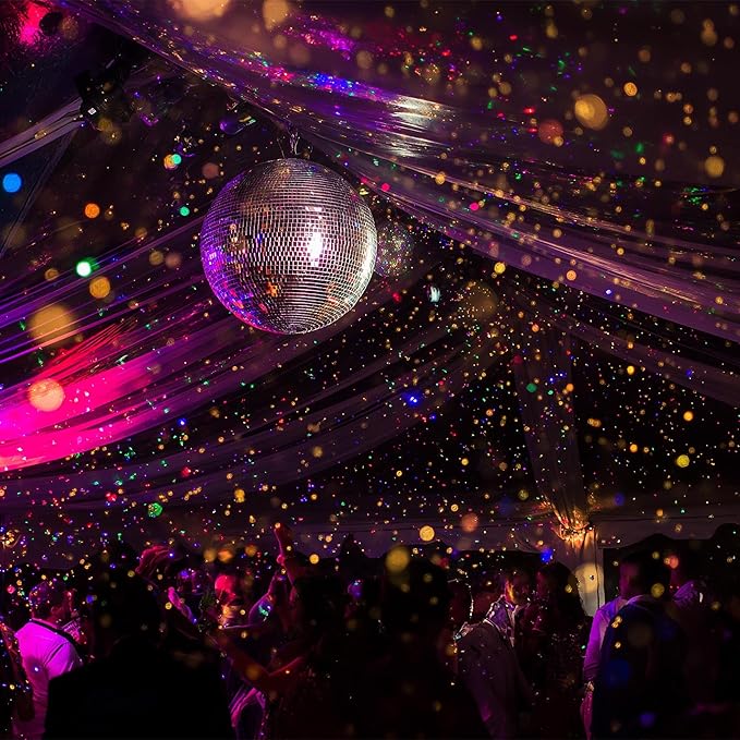 Yescom 16" Large Disco Ball Mirror Big Hanging Glass Decoration for 70s 80s Party Events Wedding DJ Dance Club Bar Stage Lighting Business Holiday Home Decor Silver