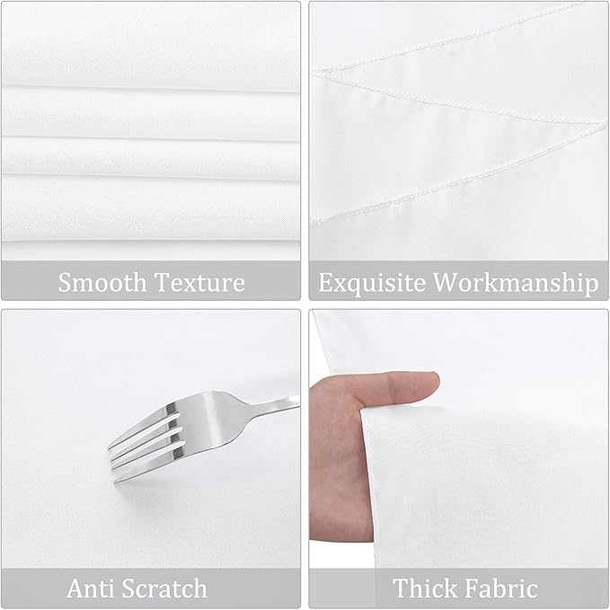 8 Pack Premium Round Tablecloth 108 Inch Round Table Covers Washable Polyester Fabric Round Table Clothes for Wedding Party Reception Banquet Buffet Restaurant (White, 108 Inch)