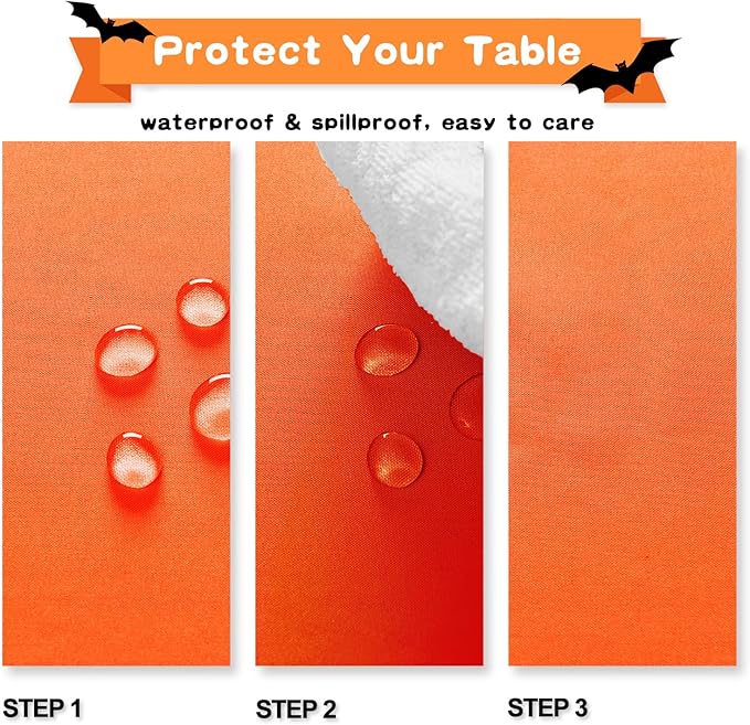 Hiasan Pumpkin Orange Rectangle Tablecloth - Waterproof Washable Polyester Fabric Table Cloth for Buffect Dining Birthday Party Wedding, 70 x 120 Inch