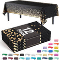 Party Solids White and Gold Tablecloth Pack Of 12 New Years Plastic Tablecloth Black and Gold Dot 54 Inch X 108 Inch Rectangle Table Cover Black and Gold Party Decorations
