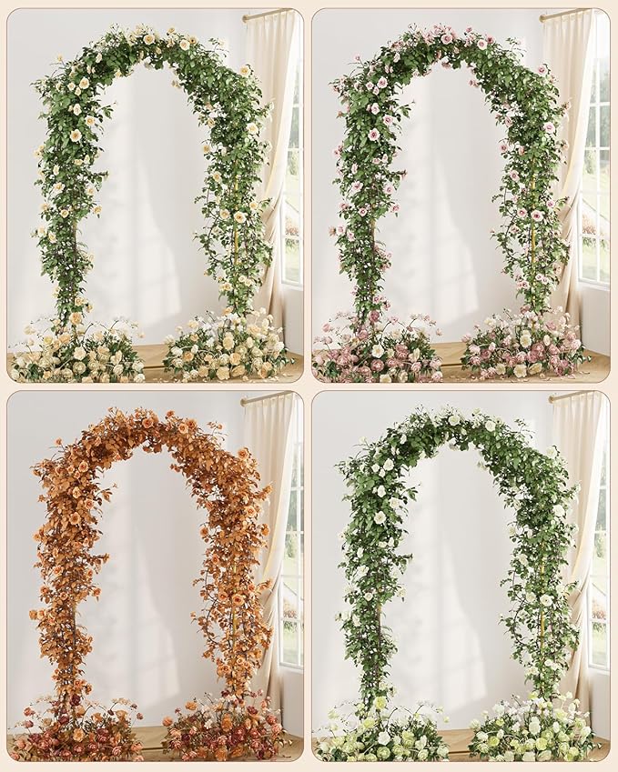 Wedding Arch Set of 2, Gold Metal Arch Backdrop Stand, Balloon Arch Stand Wedding Frame for Ceremony Decoration (Gold, 7.2FT, 6FT Arch Backdrop)