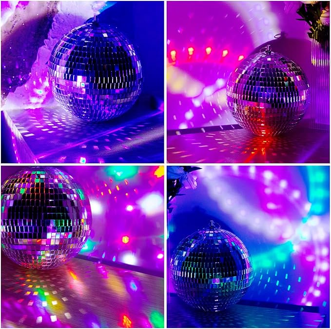 Mirror Disco Ball Decor with Hanging Ring 8" Large Silver Disco Ball Ornament for Disco Party Decorations,70s Theme Party, DJ, Wedding, Birthday,Christmas