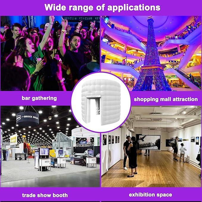 CZGBRO Inflatable Photo Booth, Portable Photo Booth Enclosure Tent for Weddings Parties Events Birthday Shows Bars, 8 Pieces of Inflatable Props(White, 10'x10'x9', 2 Doors)