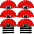 13inch Large Rave Fan Popping Clacking Fans for Line Dancing,Hand Fans for Women Foldable,Boots on The Ground Fan,Portable for Outdoor,Wedding,Party,Decoration (6pcs red)