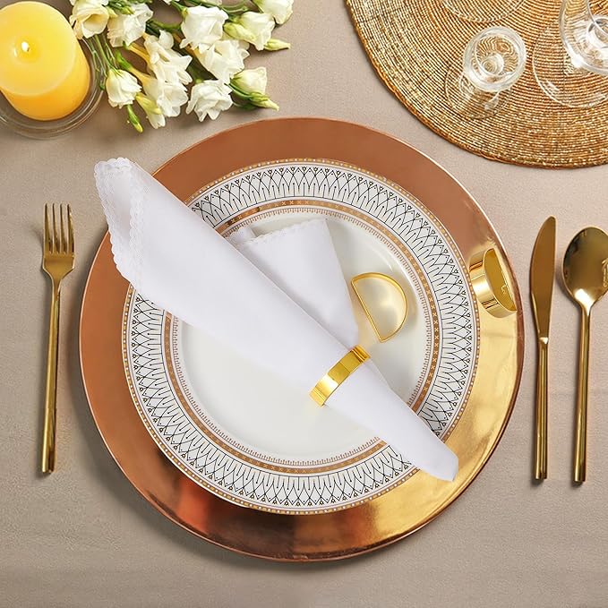 20PCS Gold Napkin Rings Iron Material Bright Gold Napkin Holder, Fall Thanksgiving Christmas Easter Napkins Rings for Daily Table Decor Wedding, Banquet, Party