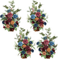 Ling's Moment 17.5" Tall Standing Artificial Flowers Arrangements 4pcs Fall Wedding Aisle Runner Chair Decorations Burgundy & Navy Blue Centerpieces for Ceremony Reception Rose Floral Party Outdoor