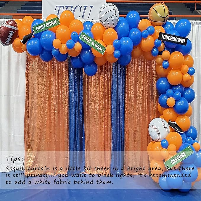Orange Sequin Backdrop 2FTx8FT 4 Panel Glitter Sequin Backdrop Sparkle Photo Background for Birthday Party Decoration