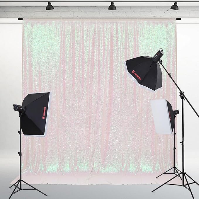 PartyDelight Iridescent 8FTx8FT Sequin Backdrop Photography Curtain Special Events Party