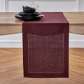 Solino Home Linen Burgundy Table Runner 120 Inches Long - 100% Pure Linen 14 x 120 Inch Table Runner for Fall, Autumn, Thanksgiving, Christmas, Holiday - Classic Hemstitch