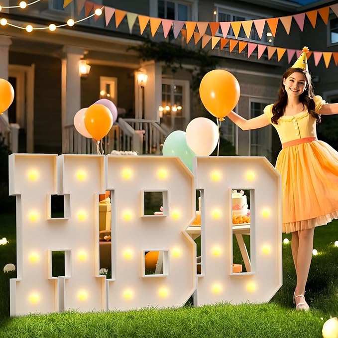 imprsv 3FT Block Marquee Letters Light Up Letters for Birthday Baby Shower Party Backdrop Decor, Large Light Up W for Wedding Decorations Engagement Party Decorations