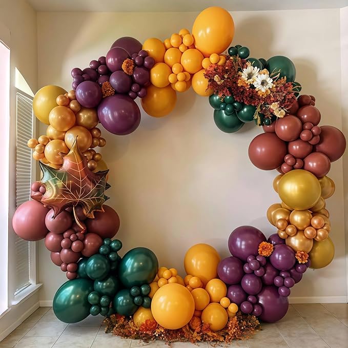 Fall Color Balloons, Burnt Orange Terracotta Mustard Yellow Burgundy Sage Green Coffee Brown Autumn Balloon for Thanksgiving Harvest Fall Baby Shower Festival Woodland Safari Birthday Party Decoration