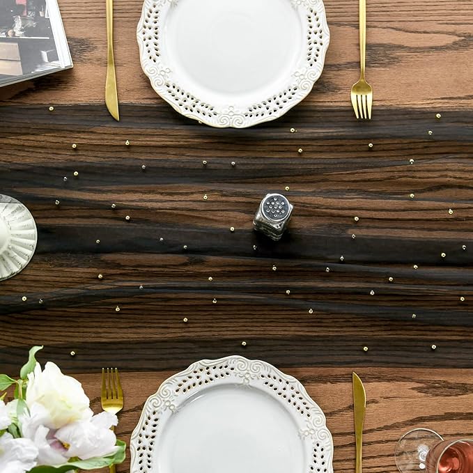 Artoid Mode Pearl Black Gauze Table Runner 120 Inch 10FT, Seasonal Sheer Dining Holiday Wedding Birthday Baby Shower Table Decor for Home Party