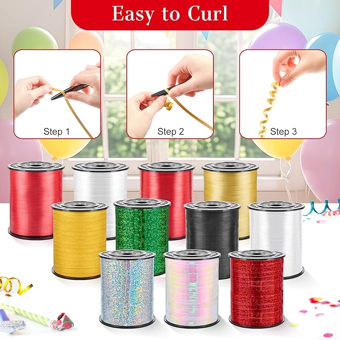 500 Yards Red Curling Ribbon-Balloon String-Balloon Ribbon Roll for Party Decoration, Gift Wrapping, Wedding, Art Crafts, Florist Flower