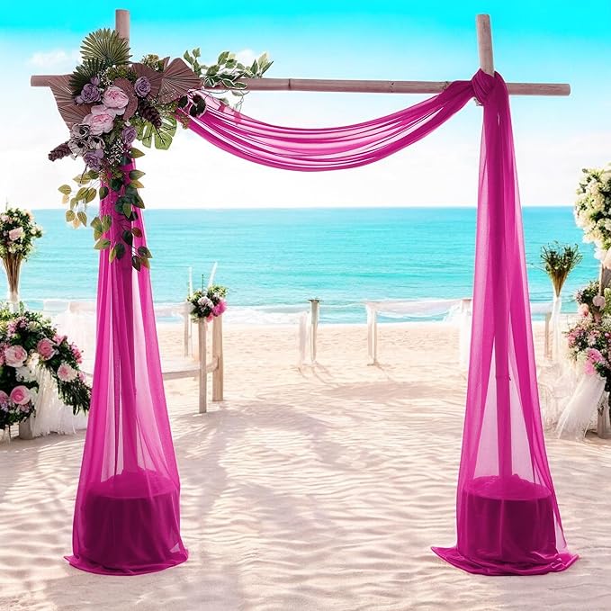 MDS Halloween Chiffon Draping Fabric - 1 Panel, 30" Wide x 20ft Long - Sheer Spooky Arbor & Canopy Drapery for Haunted House Backdrops, Party Ceilings, DIY Costumes & Themed Events - Magenta