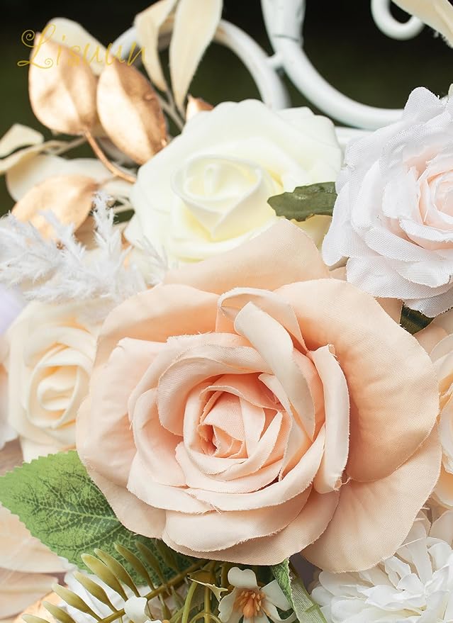 Wedding Arch Flowers, Artificial Flowers for Reception Backdrop and Welcome Ceremony Sign, Large Flower Swag for Dreamy Romantic Wedding Ceremony Floral Decor - Pack of 2