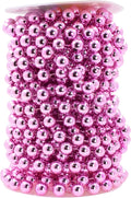Mandala Crafts 10mm Faux Pink Pearl Beads Roll - 11 Yards Strand of Fake Pearls Chain Garlands Spool String for Christmas Tree, Wedding, Party, Vases, DIY Decoration