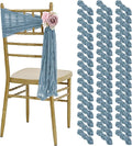 50 PCS Cheesecloth Chair Sashes, Bows Designed ChairSashes, 15.7x70 inch Chair Sashes for Aisle Decorations Universal Chairs Cover Decoration for Wedding Reception Party Banquet (Dusty Blue)
