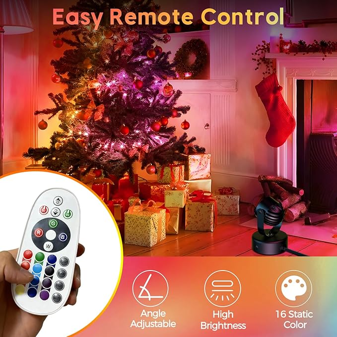Spot Lights Indoor,7W RGBW Spotlight 16 Color Changing Up Lights Indoor with Remote Dimmable Function Memory Feature LED Ambient Lighting for Party,Bar,Esports Room, 5.9 FT Power Cord, 2 Pack