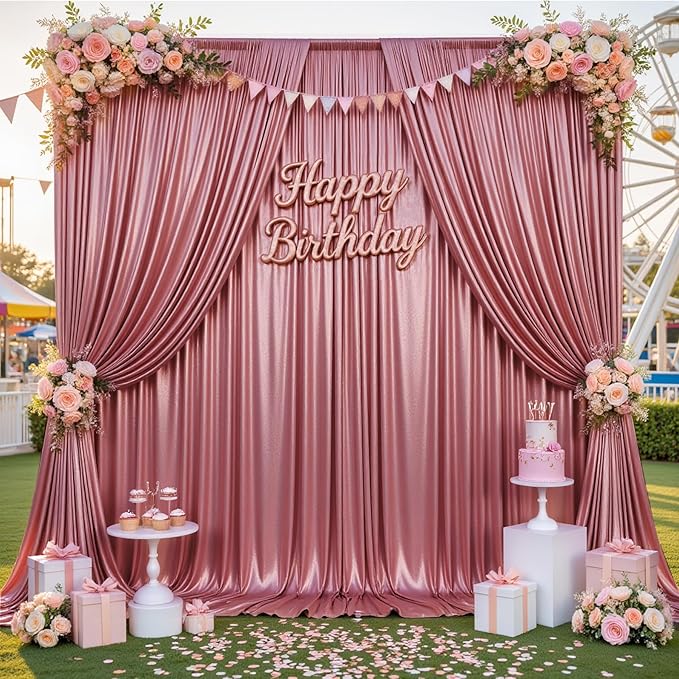 20x10ft Thick Rose Gold Glitter Backdrop Curtain Panels for Parties, Wrinkle Free Sequin Sparking Photo Backdrop Drapes, 4 Panels 5x10ft Shimmer Back Drop Cloth for Wedding Birthday Photography